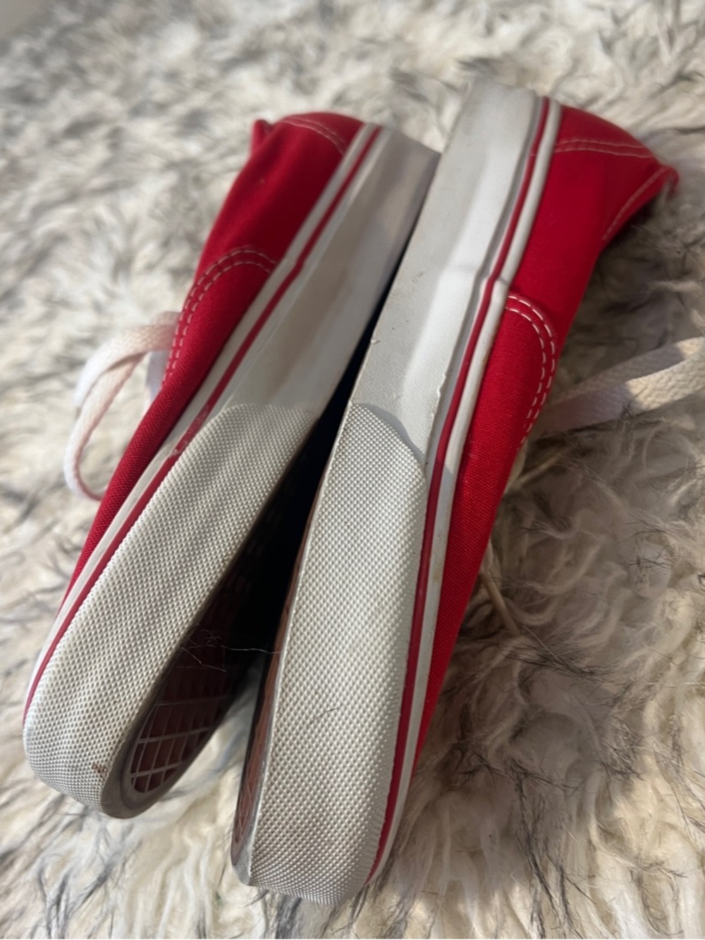 Vans Low-Top Canvas Sneakers in Red and White - Picture 7 of 8